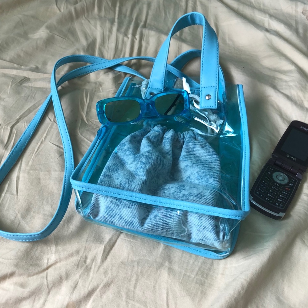 Clear blue handbag